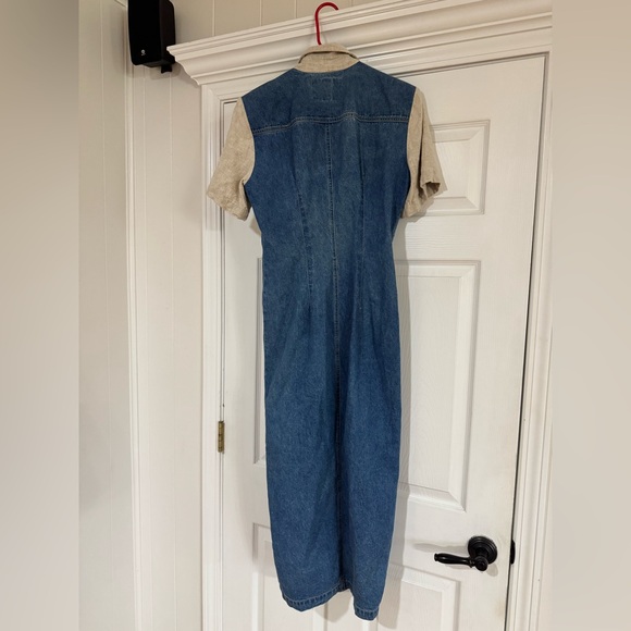 VTG y2k Paris Blues Denim Maxi Shirt Dress Med Wash Sz 7 Short Sleeve Linen 90s - Picture 6 of 10